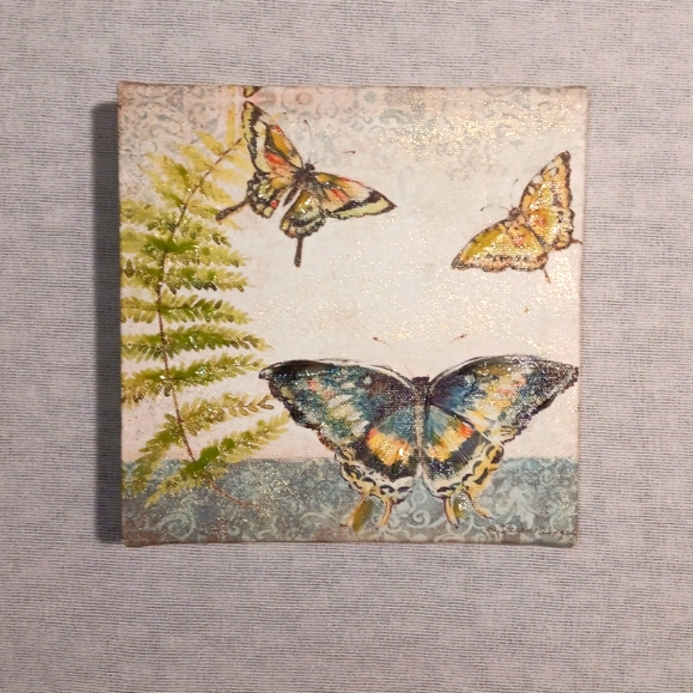 Butterfly Canvas Art Wall Decor, 8 Inch By 8 Inch